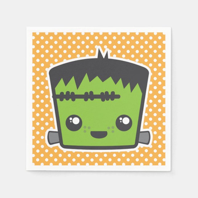 Kawaii Frankenstein Monster Halloween Napkins Serviette (Vorderseite)