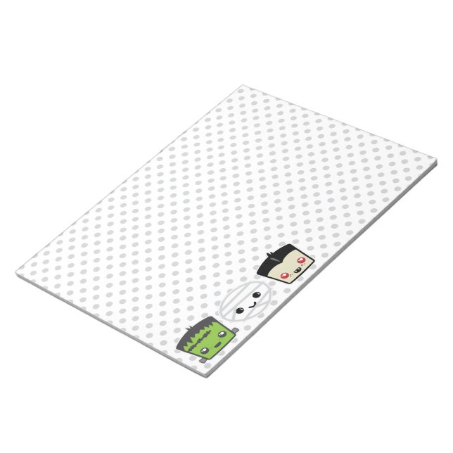 Kawaii Frankenstein Mummy Dracula Notepad Notizblock (angewinkelt)