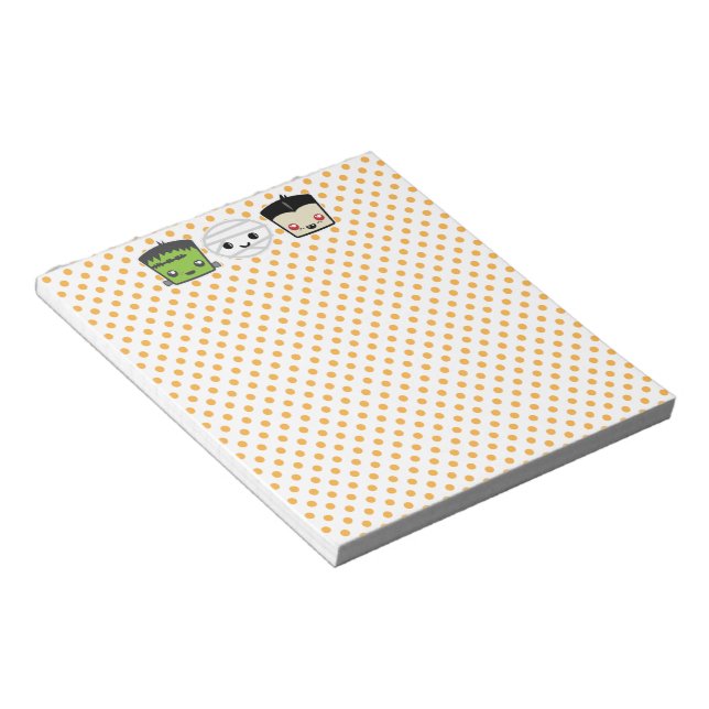 Kawaii Frankenstein Mummy Dracula Notepad Notizblock (angewinkelt)