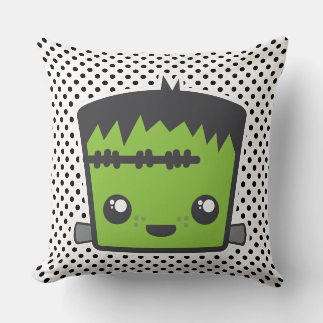 Kawaii Frankenstein Throw Pillow Kissen (Vorderseite)
