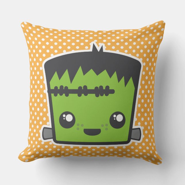 Kawaii Frankenstein Throw Pillow Kissen (Vorderseite)