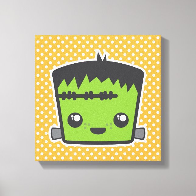 Kawaii Frankenstein Wrapped Canvas Leinwanddruck (Vorderseite)