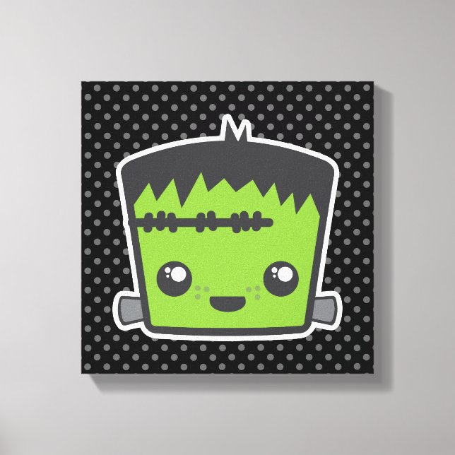 Kawaii Frankenstein Wrapped Canvas Leinwanddruck (Vorderseite)
