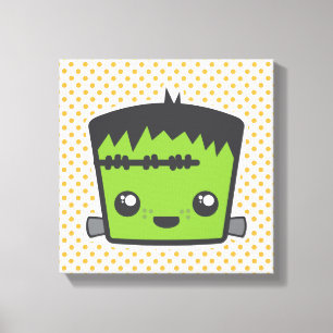 Kawaii Frankenstein Wrapped Canvas Leinwanddruck