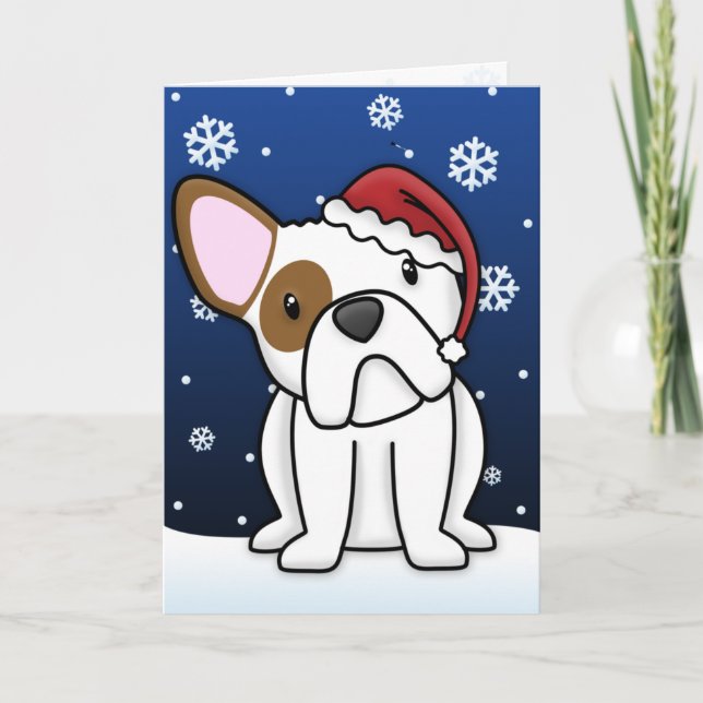 Kawaii Französischer Bulldog Weihnachtskarte Feiertagskarte (Vorderseite)