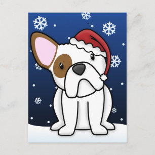 Kawaii French Bulldog Christmas Postcard (weiß) Feiertagspostkarte