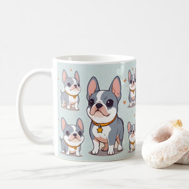 Kawaii French Bulldog Frenchie Moods Kaffeetasse (Mit Donut)