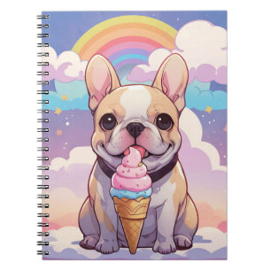 Kawaii French Bulldog Ice Creme Rainbow Notizblock
