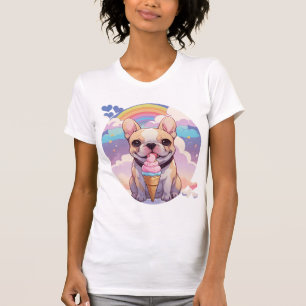 Kawaii French Bulldog Ice Creme Rainbow T-Shirt