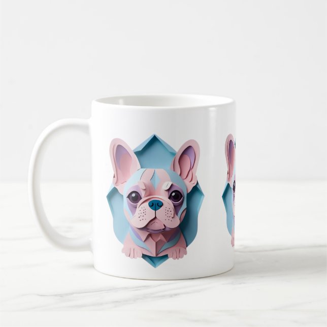 Kawaii French Bulldog Pastell Papier schneiden Kun Kaffeetasse (Links)