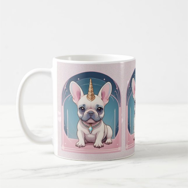 Kawaii French Bulldog Unicorn Pastel pink Kaffeetasse (Links)