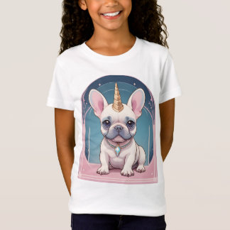 Kawaii French Bulldog Unicorn Pastel pink T-Shirt