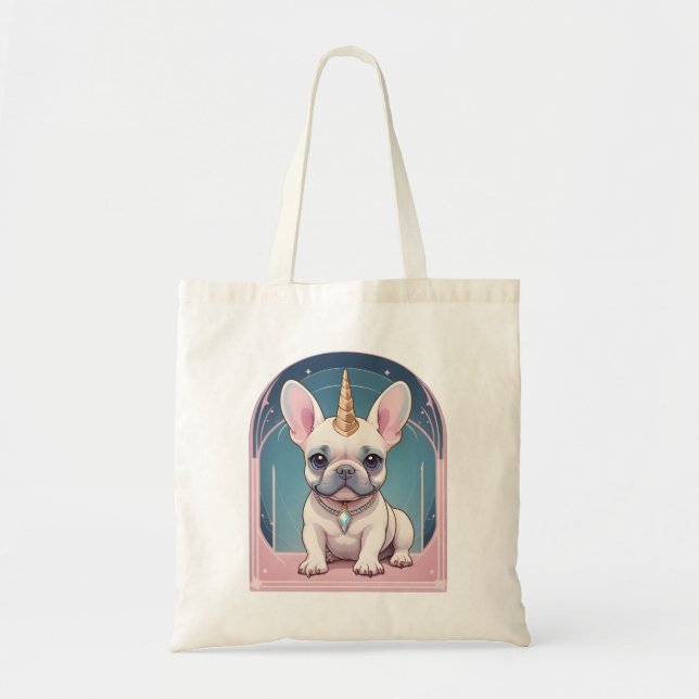 Kawaii French Bulldog Unicorn Pastel pink Tragetasche (Vorne)