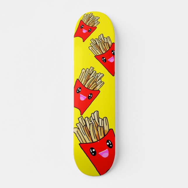 Kawaii French Fries Fast Food farbenfroh Skateboard (Vorne)