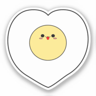 Kawaii Fried Egg Vinyl Sticker   Herzform