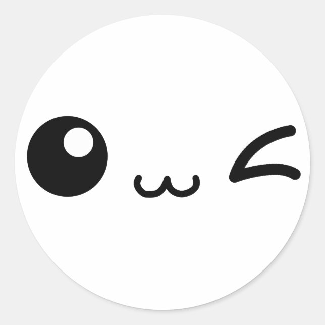 KAWAII FRIEND NIEDLICH WINKY RUNDER AUFKLEBER (Vorderseite)