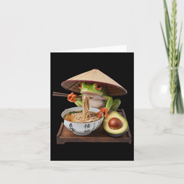 Kawaii Frog Eating Ramen Japanisch Noodles Karte (Vorderseite)