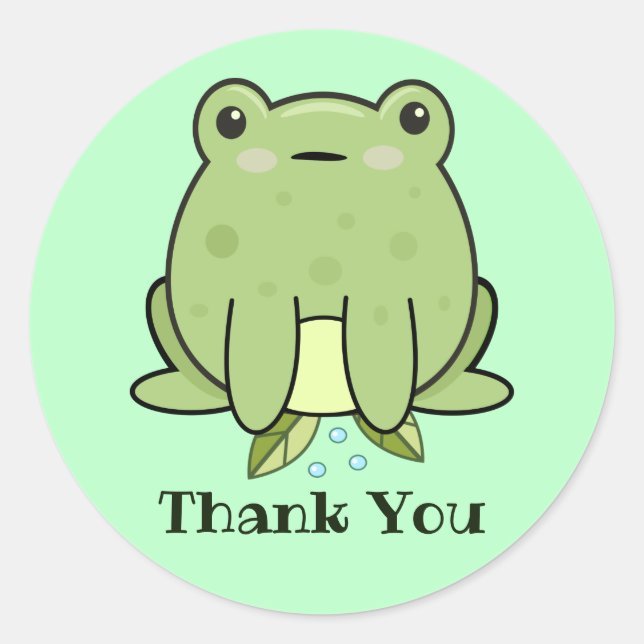 Kawaii Frog Green Pastel Vielen Dank Runder Aufkleber (Vorderseite)