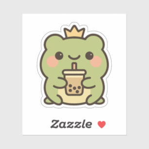 Kawaii Frog mit Bubble Tee Sticker