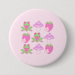 Kawaii Frog, Mushroom und Strawberry Button