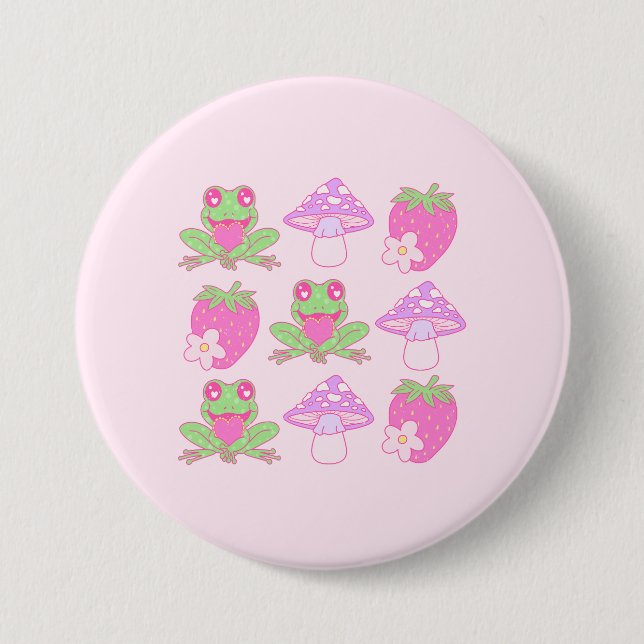 Kawaii Frog, Mushroom und Strawberry Button (Vorderseite)