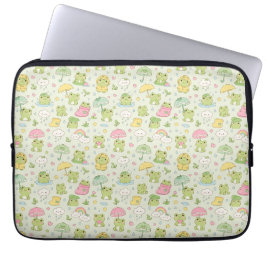 Kawaii Frog Rainy Day Pattern Wrapping Laptopschutzhülle