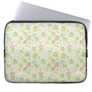 Kawaii Frog Rainy Day Pattern Wrapping Laptopschutzhülle