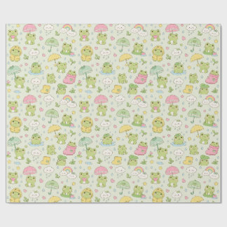 Kawaii Frog Rainy Day Pattern Wrapping Paper Geschenkpapier