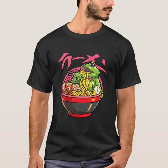 Kawaii Frog Ramen Japanese Noodle Anime Frog T-Shirt (Vorderseite)