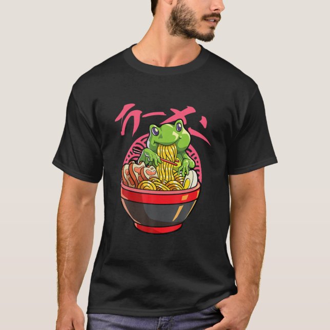 Kawaii Frog Ramen Japanese Noodle Anime Frog T-Shirt (Vorderseite)
