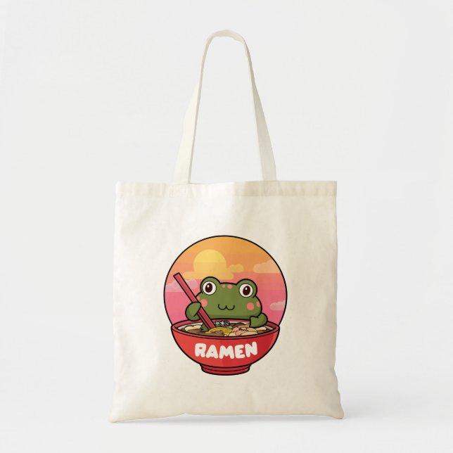 Kawaii Frosch fressende Männer Tragetasche (Vorne)