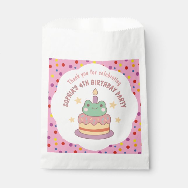 Kawaii Frosch Geburtstagskuchen Maßanfertigung Geschenktütchen (Vorderseite)