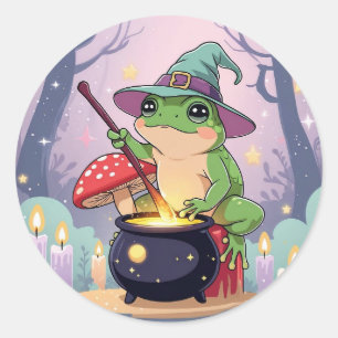 Kawaii-Frosch-Hexe-Aufkleber – Süßer Frosch-Trank  Runder Aufkleber