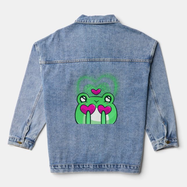 Kawaii-Frosch Jeansjacke (Rückseite)