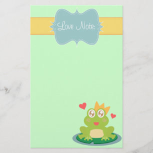 Kawaii Frosch mit dem Funkeln mustert auf einer Briefpapier