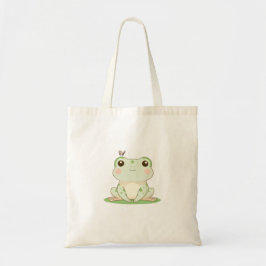 Kawaii-Frosch mit Schmetterling Süßes Naturdesign Tragetasche