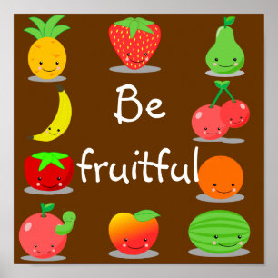 Kawaii Frucht-Plakat Poster