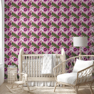Kawaii Frühlingshase: Lebendige lila florale Maxim Tapete