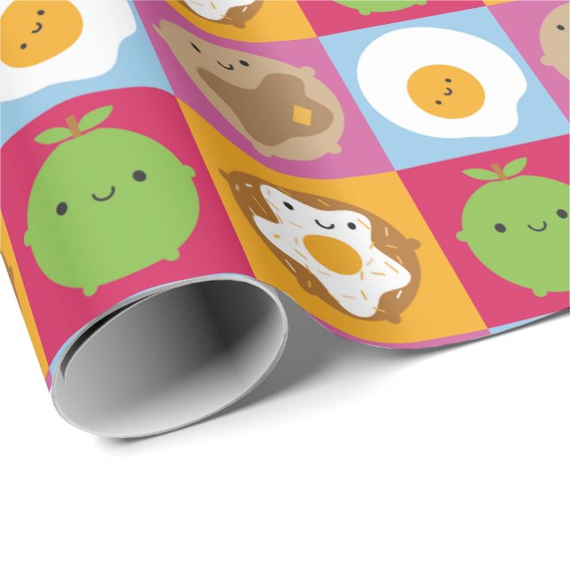 Kawaii Frühstück Geschenkpapier (Rolleneckpunkt)