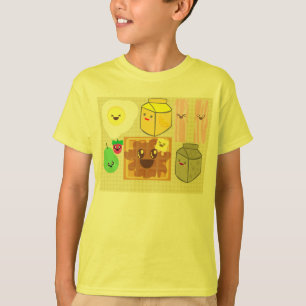 Kawaii Frühstück Lecker Bacon Waffel Ei Glückliche T-Shirt