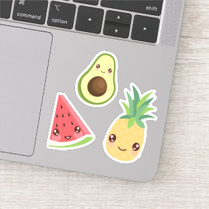Kawaii Fruit Wassermelone, Ananas und Avocado Aufkleber