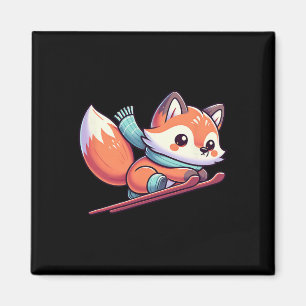 Kawaii Fuchs Auf Skiern Wintersport Alpen Schnee S Magnet