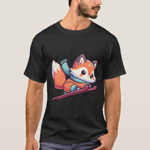 Kawaii Fuchs Auf Skiern Wintersport Alpen Schnee S T-Shirt