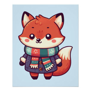 Kawaii-Fuchs für die Wintersaison Poster