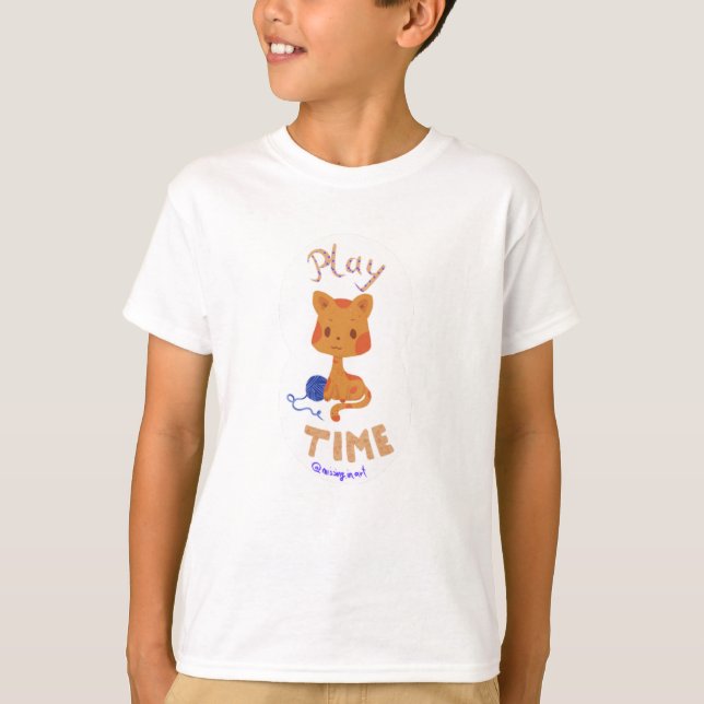 Kawaii Fun Niedlich Play Time Cat Kids T - Shirt (Vorderseite)