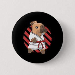 Kawaii Funny Capyra Capy Karate Martial Arts Keiko Button