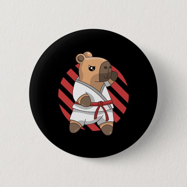 Kawaii Funny Capyra Capy Karate Martial Arts Keiko Button (Vorderseite)