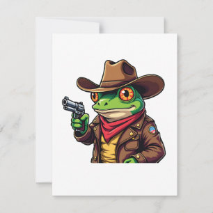 Kawaii Funny Cowboy Western Frog Lovers Einladung