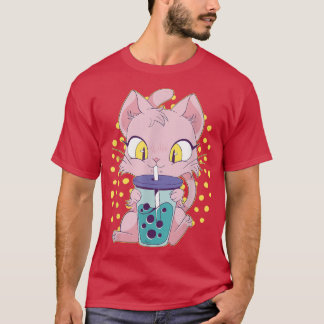 Kawaii Funny Japan Cat Boba Tee Japanischer Anime