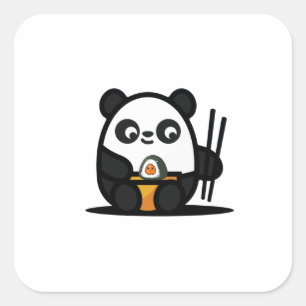 Kawaii Funny Panda Quadratischer Aufkleber